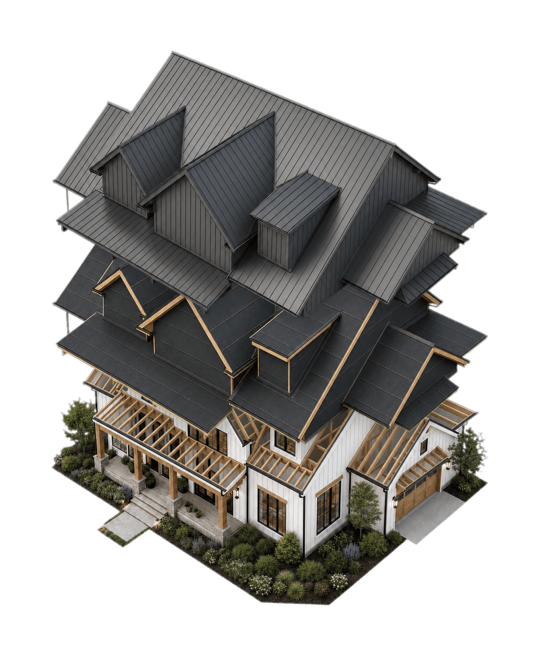 Layered build stack illustrating Quest Exteriors construction quality for outdoor living spaces